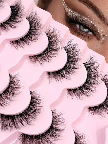 Asiteo 7 Pairs Luxury Fluffy False Eyelashes- Thick & Long, 3D Lashes, Reusable, Soft & Lightweight, Mink-Like Lash Strips For Alluring Eye Makeup