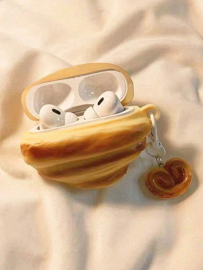Asymmetric Shape Shockproof 1pc 3D Croissant Bluetooth Earphone Protective Case, Compatible With IPods 1/2/3/4/Pro/Pro2/Pro3, Designed For Women Birthday Gift