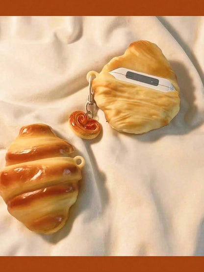 Asymmetric Shape Shockproof 1pc 3D Croissant Bluetooth Earphone Protective Case, Compatible With IPods 1/2/3/4/Pro/Pro2/Pro3, Designed For Women Birthday Gift