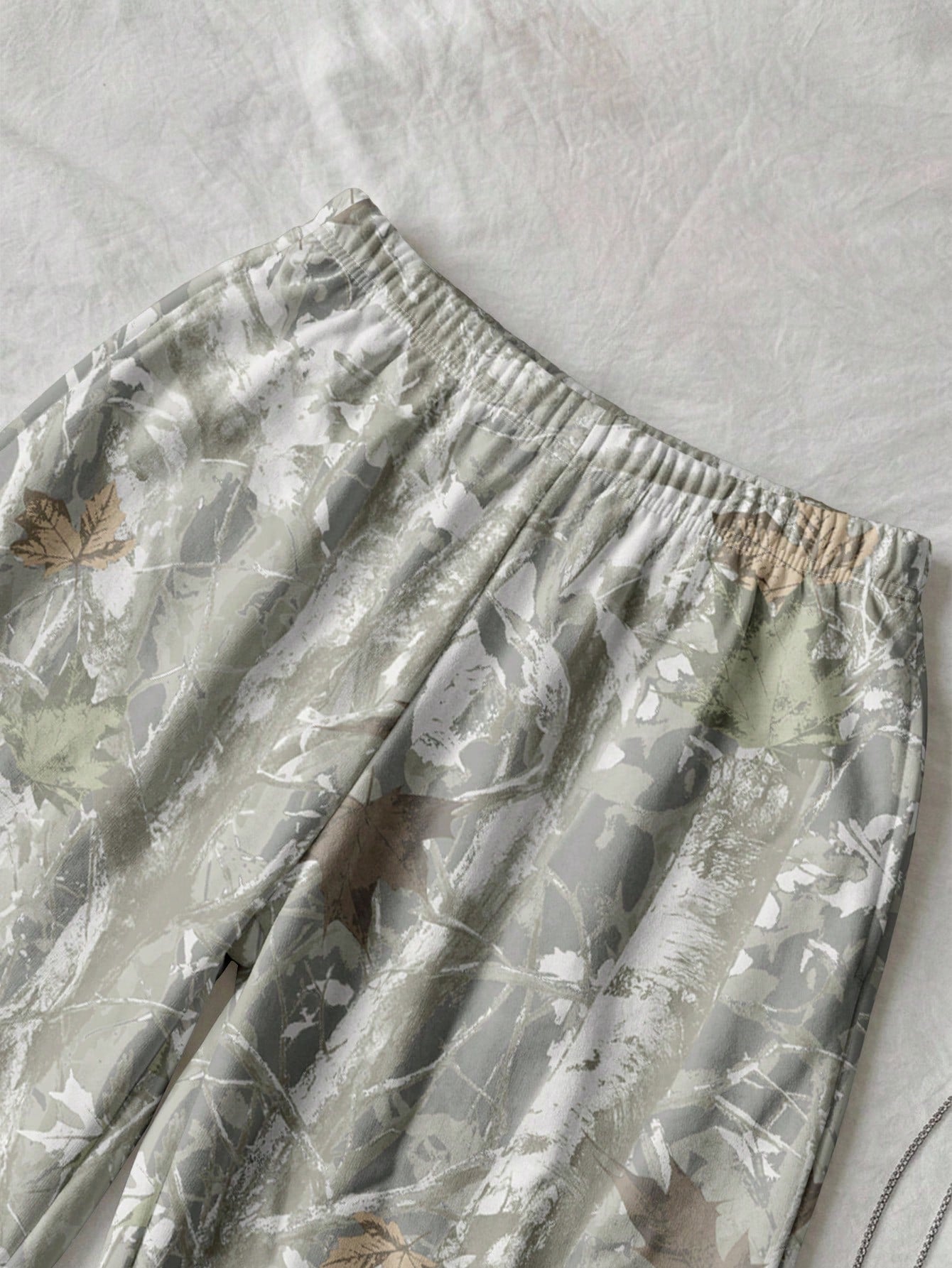 Attitoon Women's Casual Minimalist Sports Streetwear Versatile Party Airport Y2K Pants, Distressed Branch And Leaf Print Pattern Going Out Pants, Summer, Punk Style