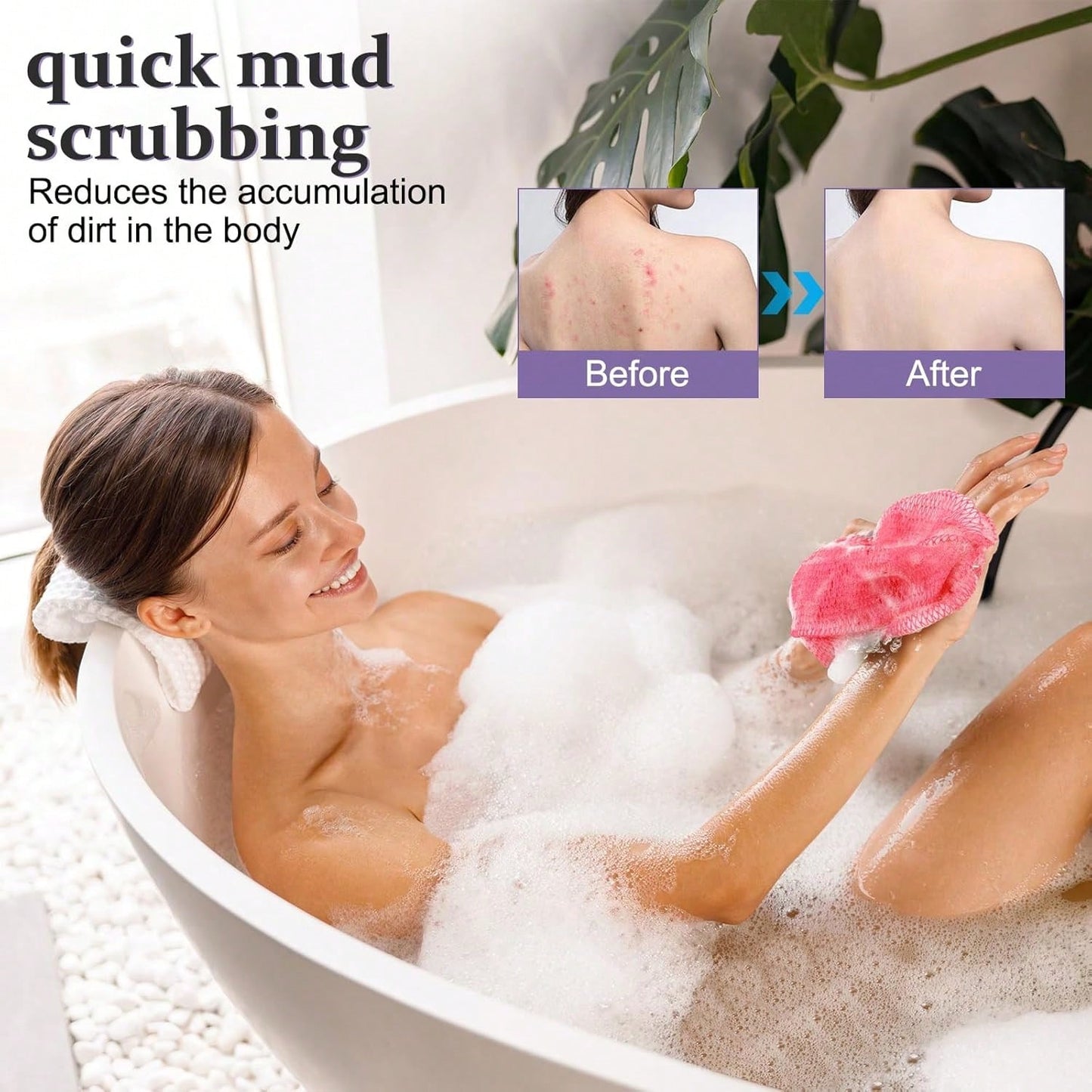 Authentic African Mesh Sponge With Knot, Durable Nylon Body Brush, Unisex Bathing Accessory, Body Scrub Exfoliating Bath Sponge, Removes Dead Skin, Long Flat Design Suitable For Back, Feet And Scalp