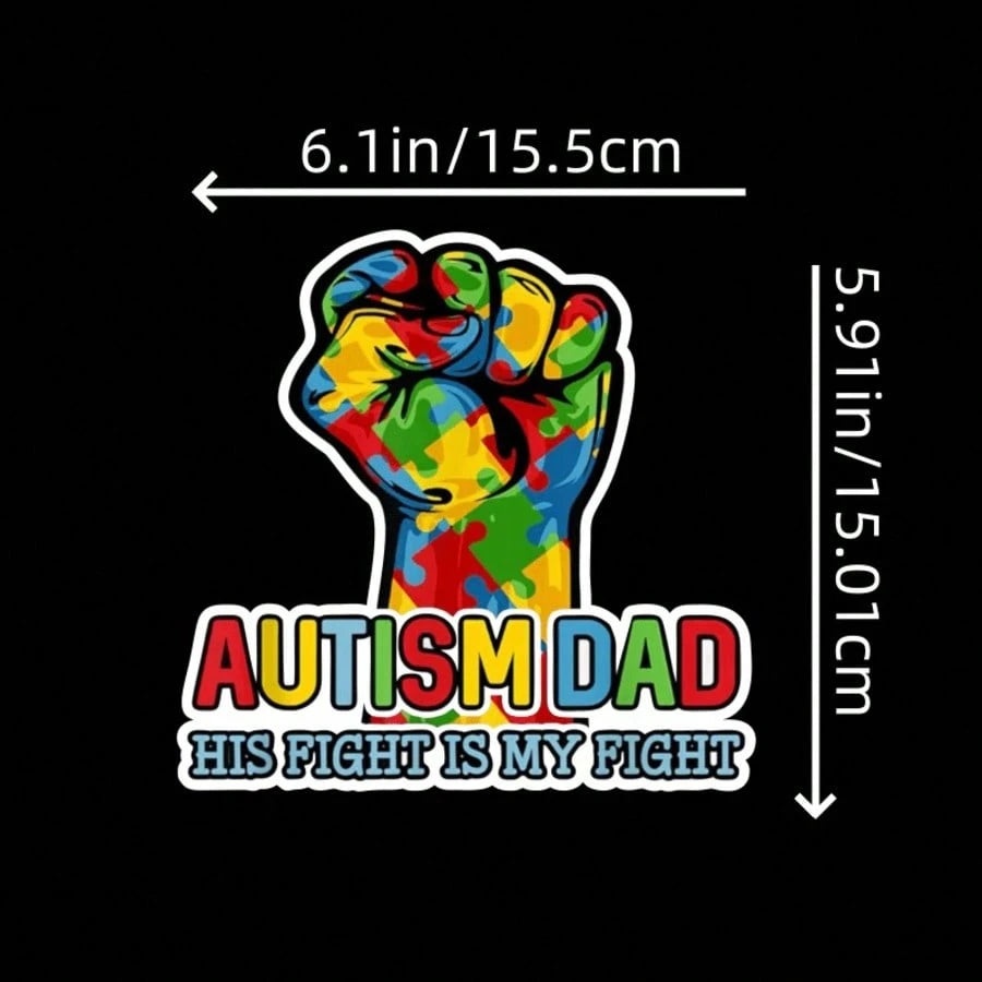 Autism Dad Awareness Vinyl Decal- Matte Finish, Irregular Shape, Self-Adhesive For Glass & Metal Surfaces, Perfect For Car Exterior Accessories