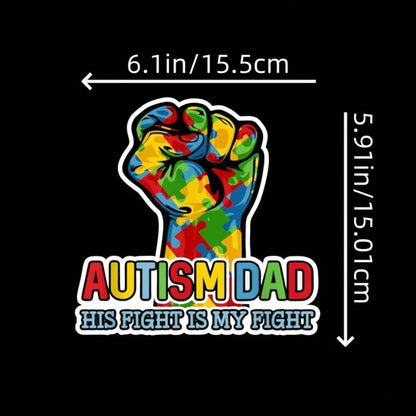 Autism Dad Awareness Vinyl Decal- Matte Finish, Irregular Shape, Self-Adhesive For Glass & Metal Surfaces, Perfect For Car Exterior Accessories