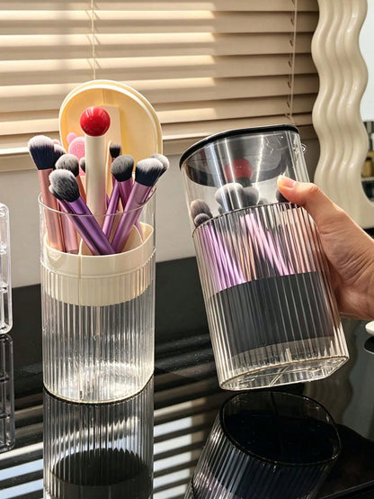 Automatic Makeup Brush Storage Box, Makeup Display Box, Dust-Proof Makeup Brush Storage Box, Transparent Makeup Storage Box, For Storing Eyeshadow, Lipstick And Makeup Brushes.