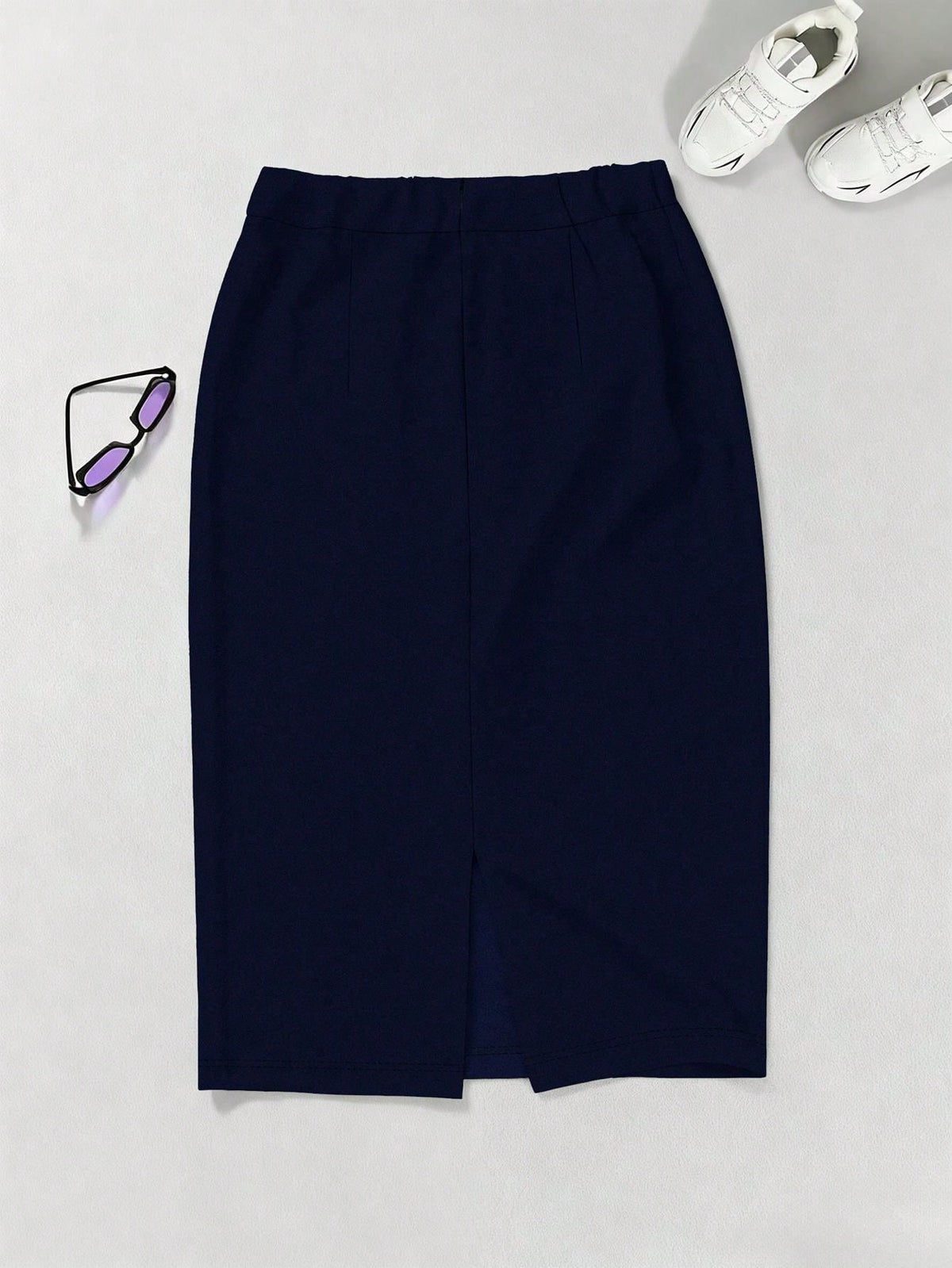 Autumn Commute Gemstone Rose Solid High Waist Pencil Skirt Professional Back To School Elegant