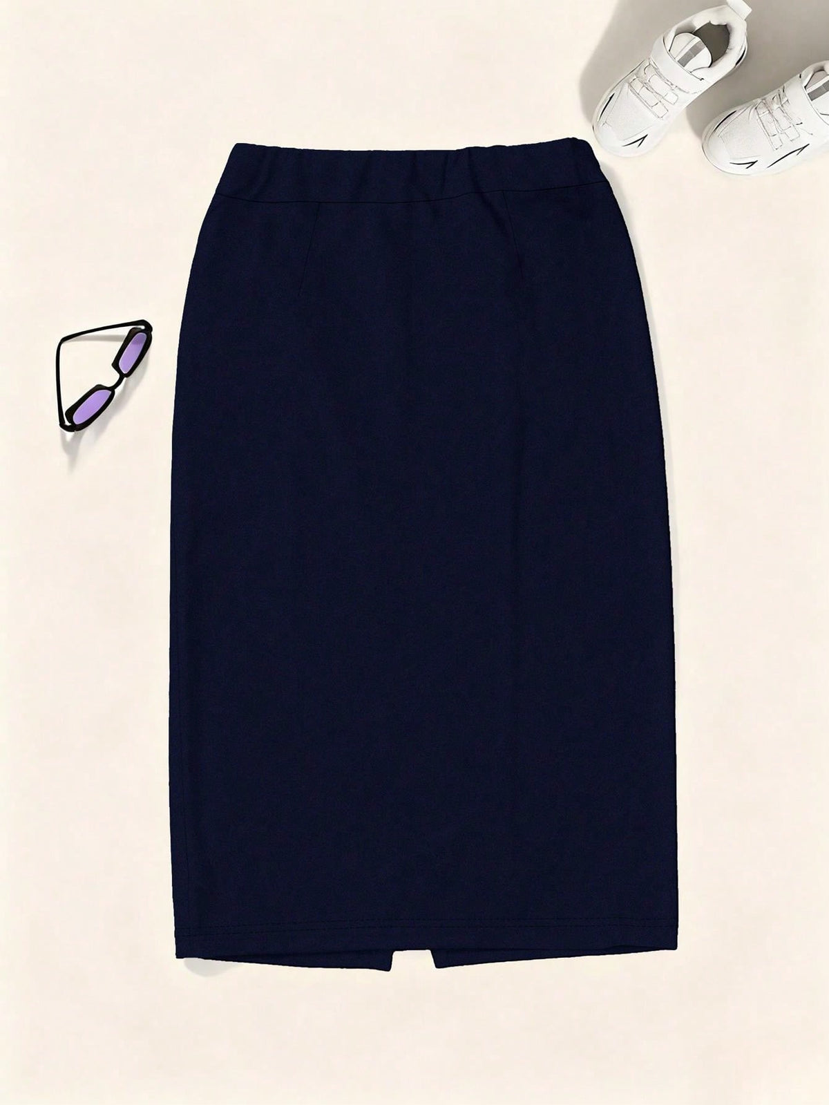 Autumn Commute Gemstone Rose Solid High Waist Pencil Skirt Professional Back To School Elegant