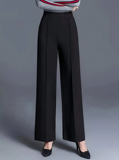 Autumn/Winter Relaxed High Waist Casual Straight Leg Trousers, Versatile Minimalist Style Suitable For Work And Daily Wear Black Summer, Quiet Luxury