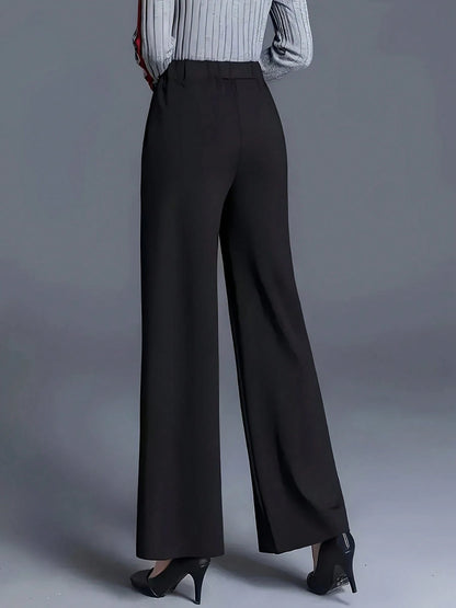 Autumn/Winter Relaxed High Waist Casual Straight Leg Trousers, Versatile Minimalist Style Suitable For Work And Daily Wear Black Summer, Quiet Luxury