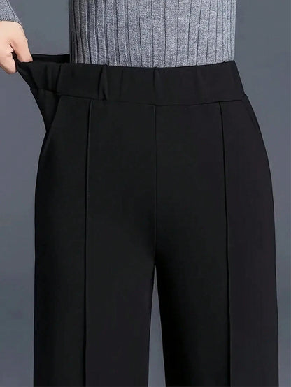 Autumn/Winter Relaxed High Waist Casual Straight Leg Trousers, Versatile Minimalist Style Suitable For Work And Daily Wear Black Summer, Quiet Luxury
