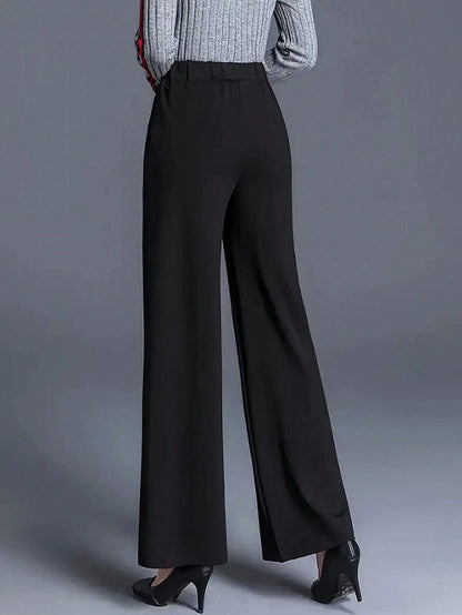 Autumn/Winter Relaxed High Waist Casual Straight Leg Trousers, Versatile Minimalist Style Suitable For Work And Daily Wear Black Summer, Quiet Luxury