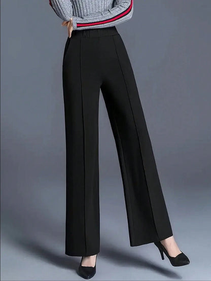 Autumn/Winter Relaxed High Waist Casual Straight Leg Trousers, Versatile Minimalist Style Suitable For Work And Daily Wear Black Summer, Quiet Luxury