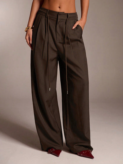 Avantive Women's Brown Pants,All Shades Of Brown,Winter,Casual,Office,Fall Y2k 90S Vintage Western Wear,Boho Streetwear,Old Money Classy Wide Leg Trousers