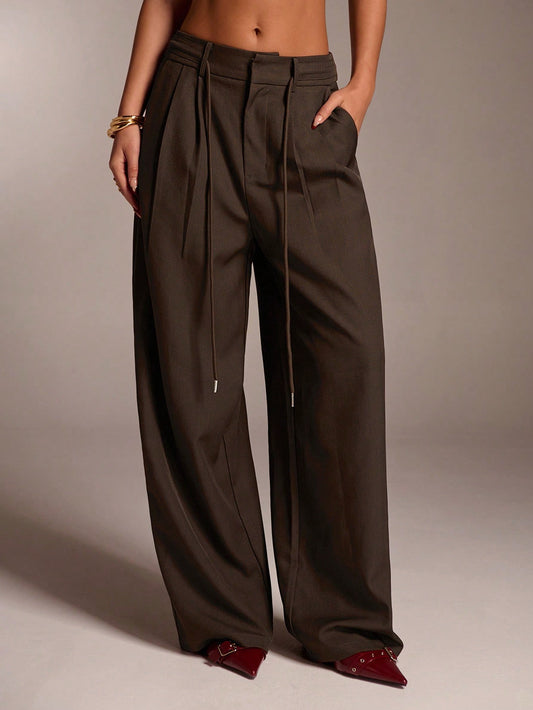 Avantive Women's Brown Pants,All Shades Of Brown,Winter,Casual,Office,Fall Y2k 90S Vintage Western Wear,Boho Streetwear,Old Money Classy Wide Leg Trousers