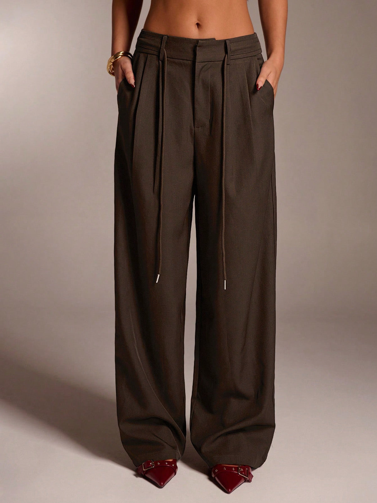 Avantive Women's Brown Pants,All Shades Of Brown,Winter,Casual,Office,Fall Y2k 90S Vintage Western Wear,Boho Streetwear,Old Money Classy Wide Leg Trousers