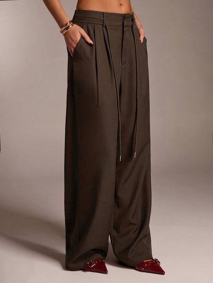 Avantive Women's Brown Pants,All Shades Of Brown,Winter,Casual,Office,Fall Y2k 90S Vintage Western Wear,Boho Streetwear,Old Money Classy Wide Leg Trousers