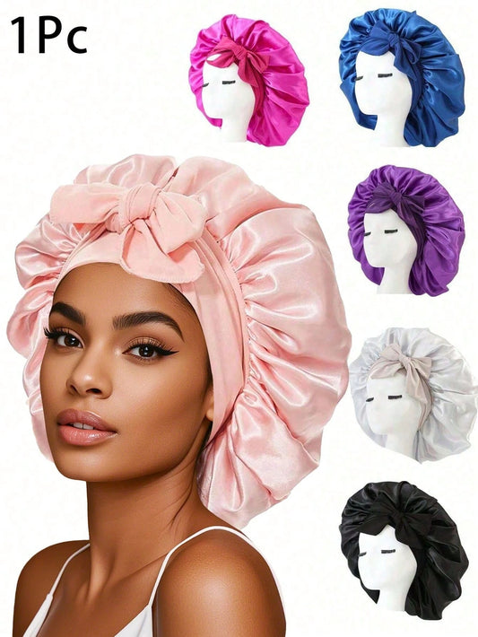 Awegeo 1pc Fashion Women's Sleep Cap: Adjustable Elastic Band Hat, Soft And Breathable Design- Perfect Care For Long/Curly Hair, Anti-Slip And Comfortable During Sleep, Suitable For Home Use And Dail