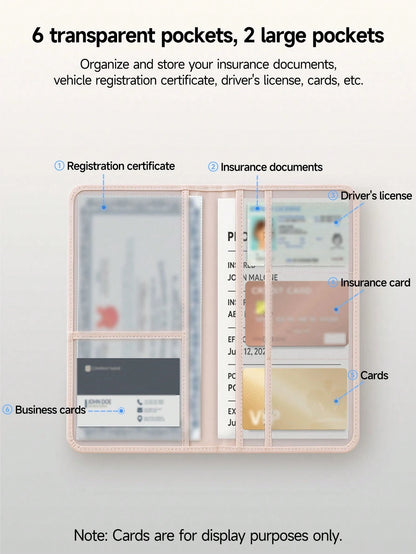 Ayotu Heart & Bow Pattern Car Registration And Insurance Holder- Vehicle Glove Box Organizer, Car And Truck Accessory Box, Suitable For Storing Important Documents, Driver's Licenses, Passports, Card