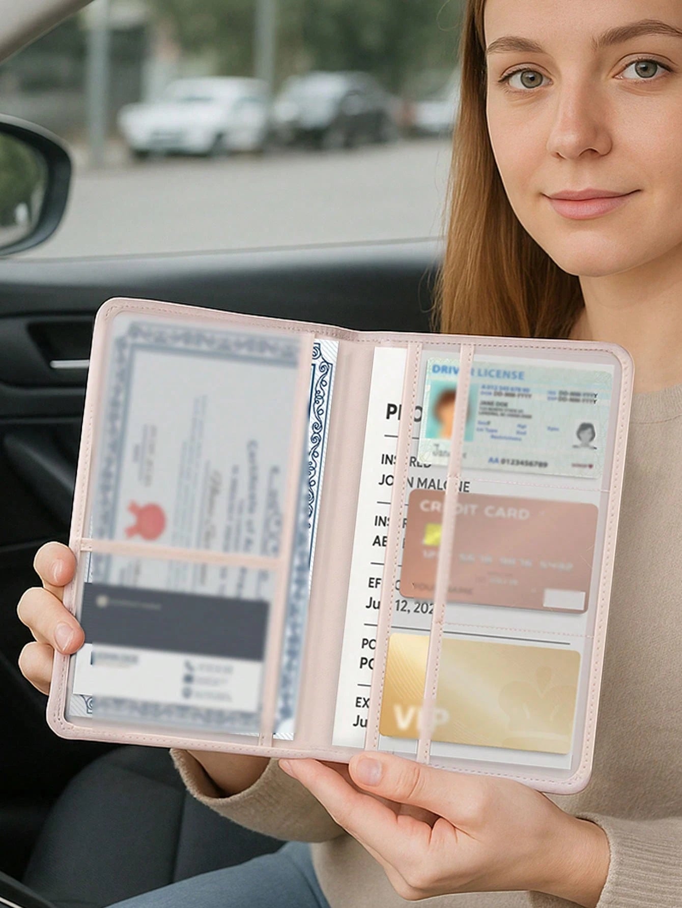 Ayotu Heart & Bow Pattern Car Registration And Insurance Holder- Vehicle Glove Box Organizer, Car And Truck Accessory Box, Suitable For Storing Important Documents, Driver's Licenses, Passports, Card