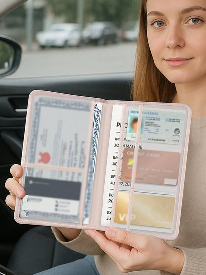 Ayotu Heart & Bow Pattern Car Registration And Insurance Holder- Vehicle Glove Box Organizer, Car And Truck Accessory Box, Suitable For Storing Important Documents, Driver's Licenses, Passports, Card