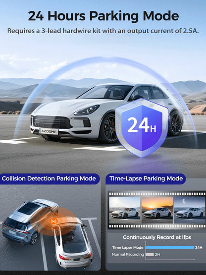 Azdome M550 Pro 4K 3 Channel Dash Camera, Built-In 5G WiFi, Dashcam Front And Rear Inside With 3.19" IPS Screen, Included 64GB Card, GPS, IR Night Vision, 24H Parking Mode
