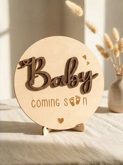 Baby Arrival Announcement- Wooden Double-Sided Pregnancy Sign, Suitable For Hospital, Welcome To The World Newborn, Name And Birth