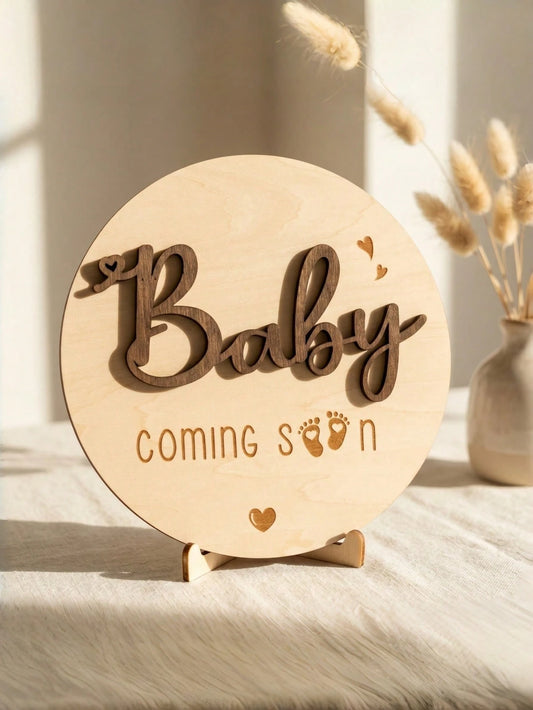 Baby Arrival Announcement- Wooden Double-Sided Pregnancy Sign, Suitable For Hospital, Welcome To The World Newborn, Name And Birth