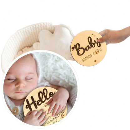 Baby Arrival Announcement- Wooden Double-Sided Pregnancy Sign, Suitable For Hospital, Welcome To The World Newborn, Name And Birth