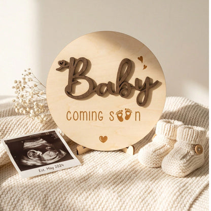 Baby Arrival Announcement- Wooden Double-Sided Pregnancy Sign, Suitable For Hospital, Welcome To The World Newborn, Name And Birth