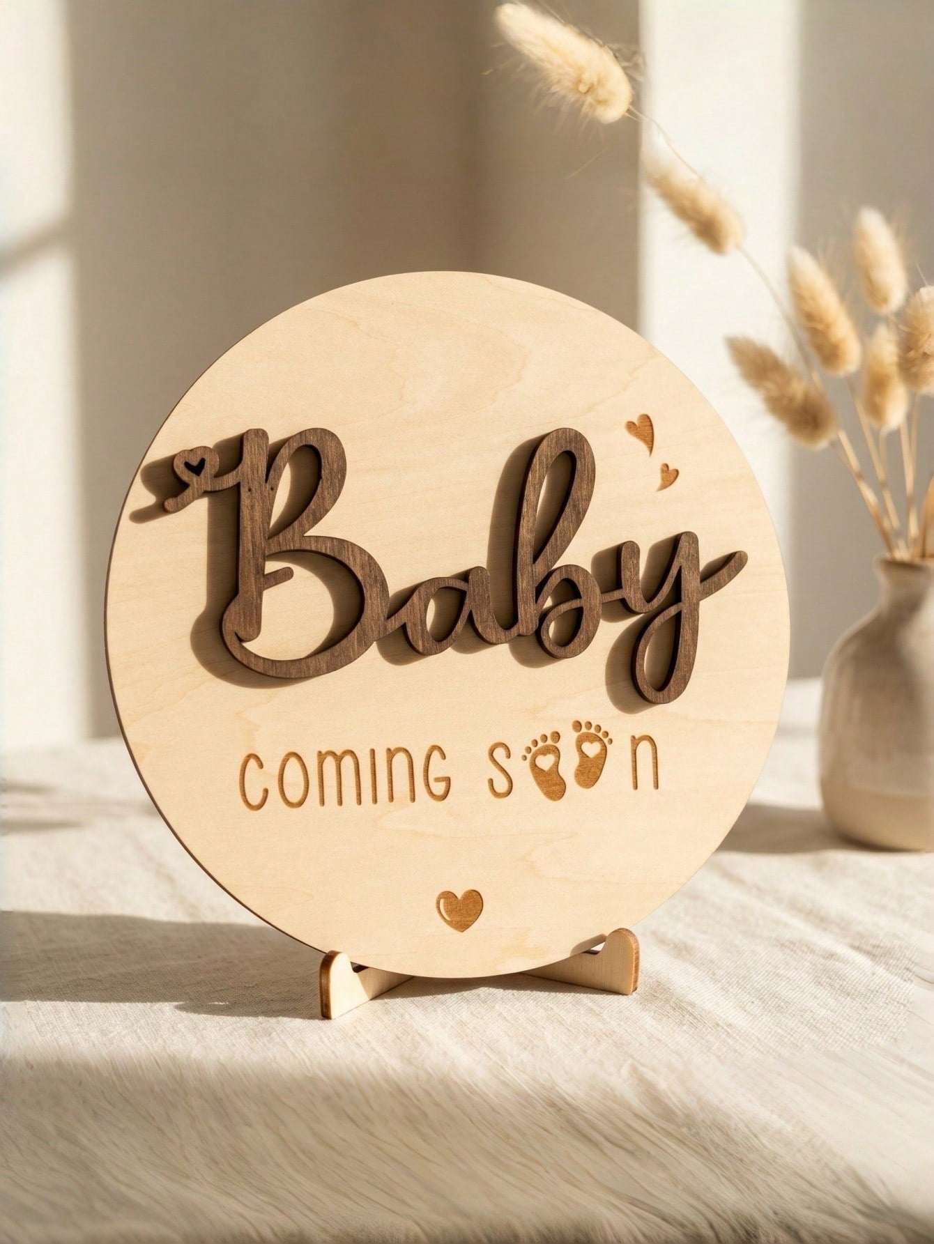 Baby Arrival Announcement- Wooden Double-Sided Pregnancy Sign, Suitable For Hospital, Welcome To The World Newborn, Name And Birth