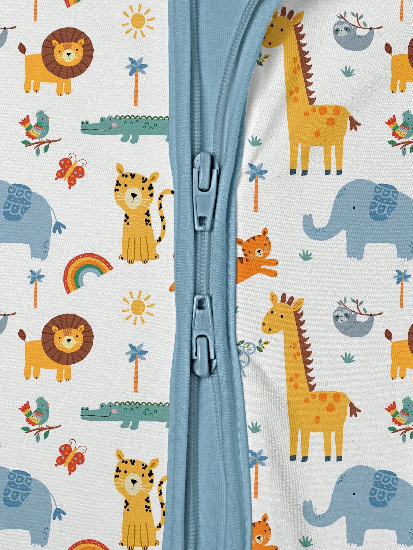 Baby Bamboo Fiber Zip-Up, Zoo Elephants Tigers Giraffes Print Romper, All-Season Knit Fabric Skinny Fit With Zipper Detail, Baby Girl Boy Spring Autumn Clothes, Perfect For Outdoor Sleep Gift.