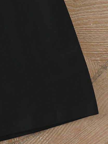Baby Boy Basic Casual Black T-Shirt With Smile Face Print, Short Sleeve