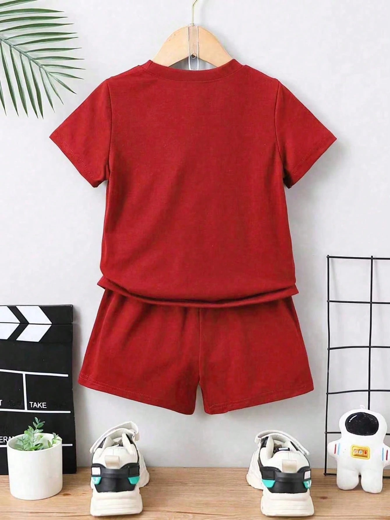 Baby Boy Cartoon Bear Print Short Sleeve T-Shirt And Shorts Casual Outfit