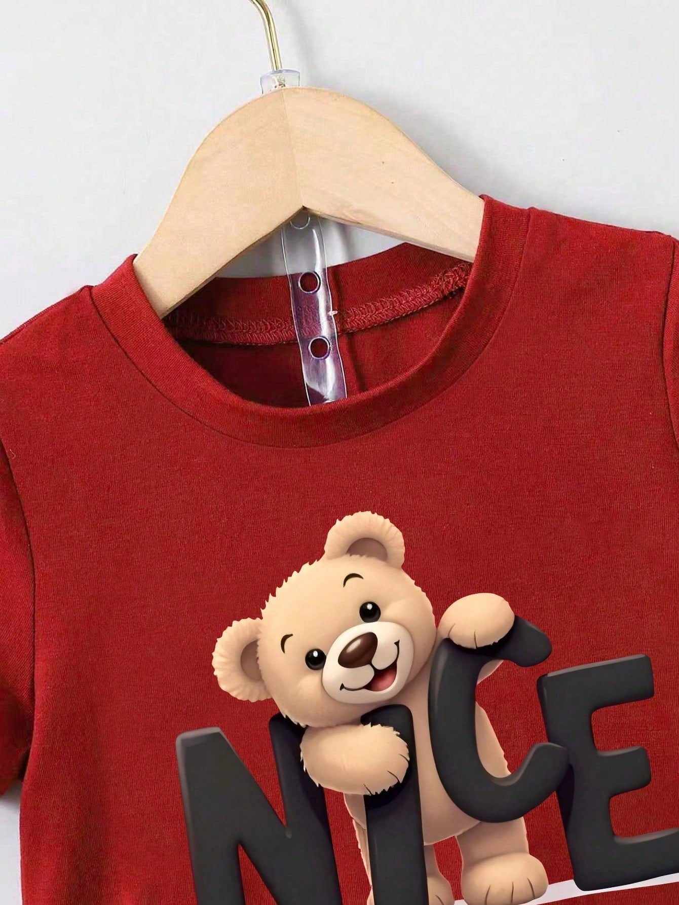 Baby Boy Cartoon Bear Print Short Sleeve T-Shirt And Shorts Casual Outfit