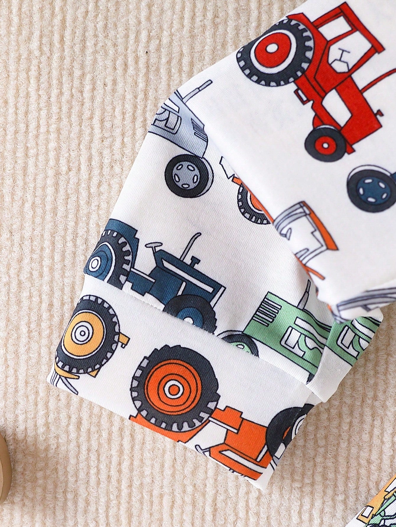 Baby Boy Cartoon Car Print Long Sleeve Top And Pants Set