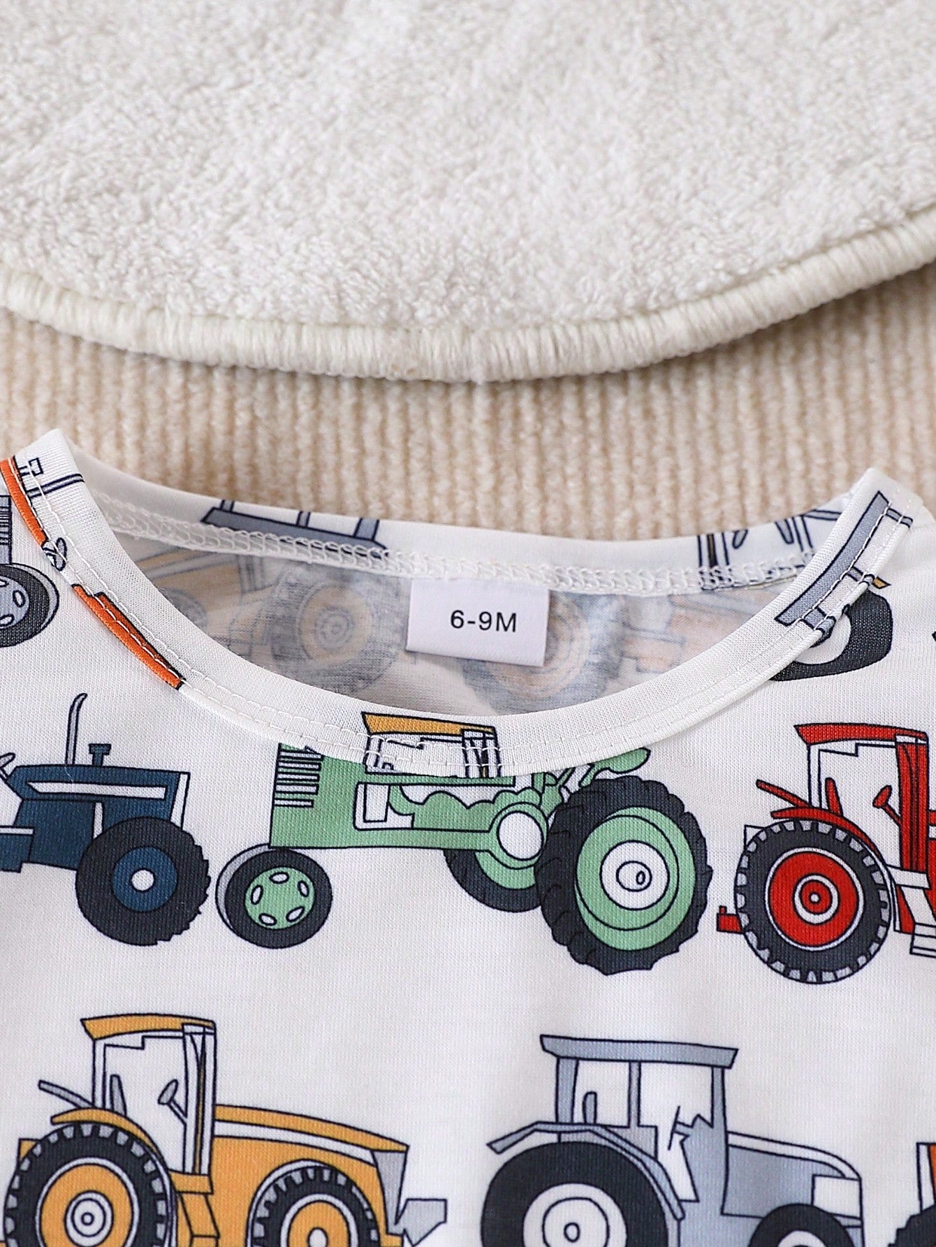 Baby Boy Cartoon Car Print Long Sleeve Top And Pants Set