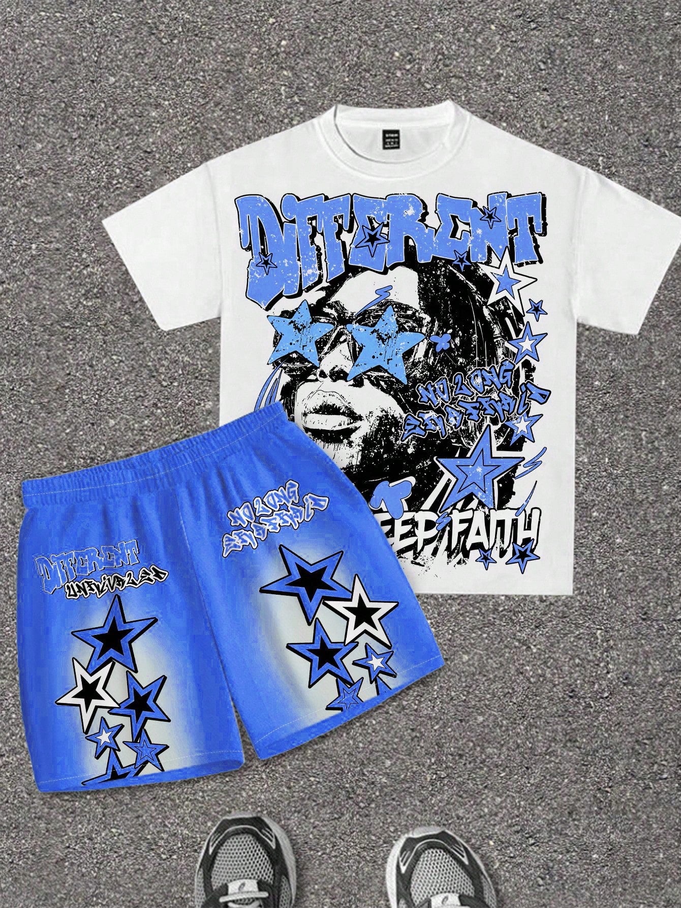 Baby Boy Casual Comfortable Fashionable Minimalist Round Neck Short Sleeve T-Shirt And Shorts Set, Suitable For Spring And Summer, Classic Cartoon Handsome Graffiti Bear Print