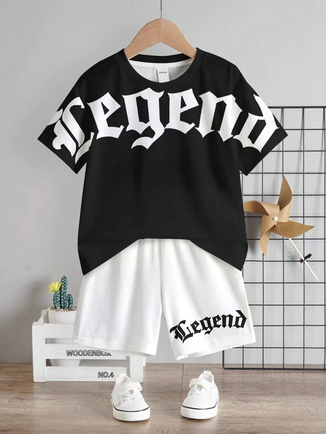 Baby Boy Casual Racing Minimalist T-Shirt Set, Suitable For Summer, Classic Cool Gothic Text Graphic Print, Suitable For Street Style, Beach White