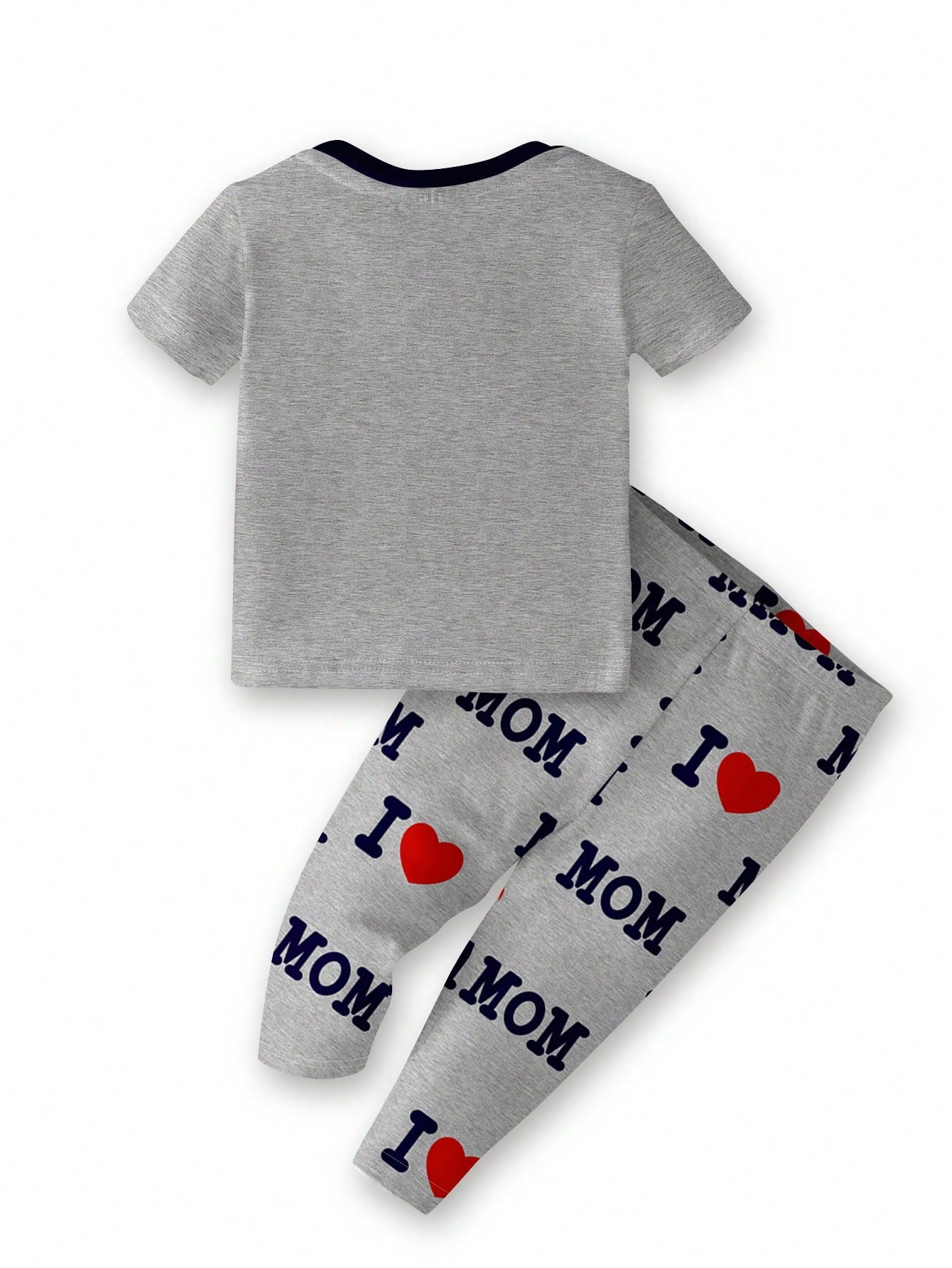 Baby Boy Casual Slim Fit Round Neck Soft Short Sleeve Top And Pants Homewear Set, Snug Fit, Spring/Summer