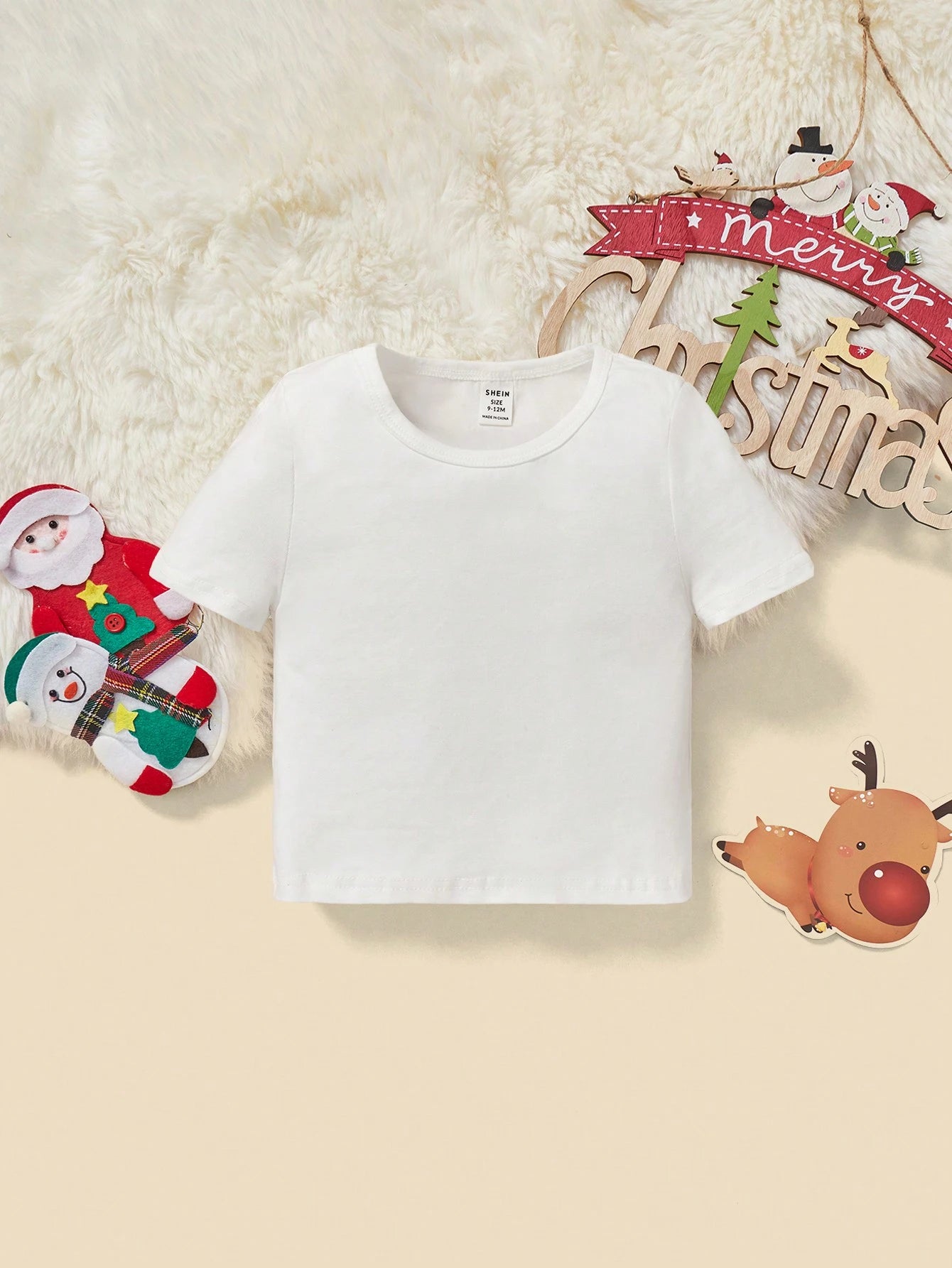 Baby Boy Loose Fit Solid Color Round Neck Short Sleeve Casual T-Shirt