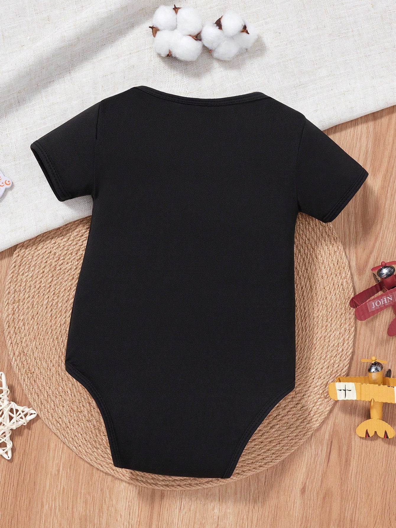 Baby Boy Slogan And Bow Tie Printed Short Sleeve Bodysuit