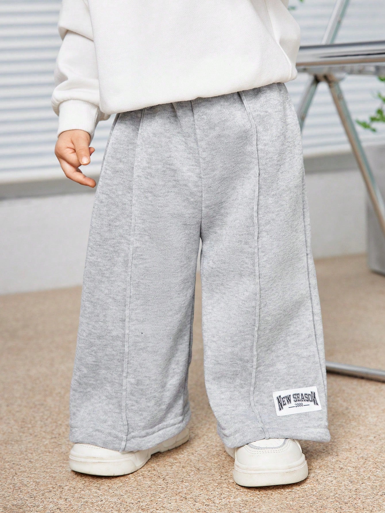 Baby Boys Letter Printed Thermal Lined Sweatpants, Casual & Loose Fit, Suitable For Commuting, School, Travel, Daily Wear & Sports, Autumn/Winter
