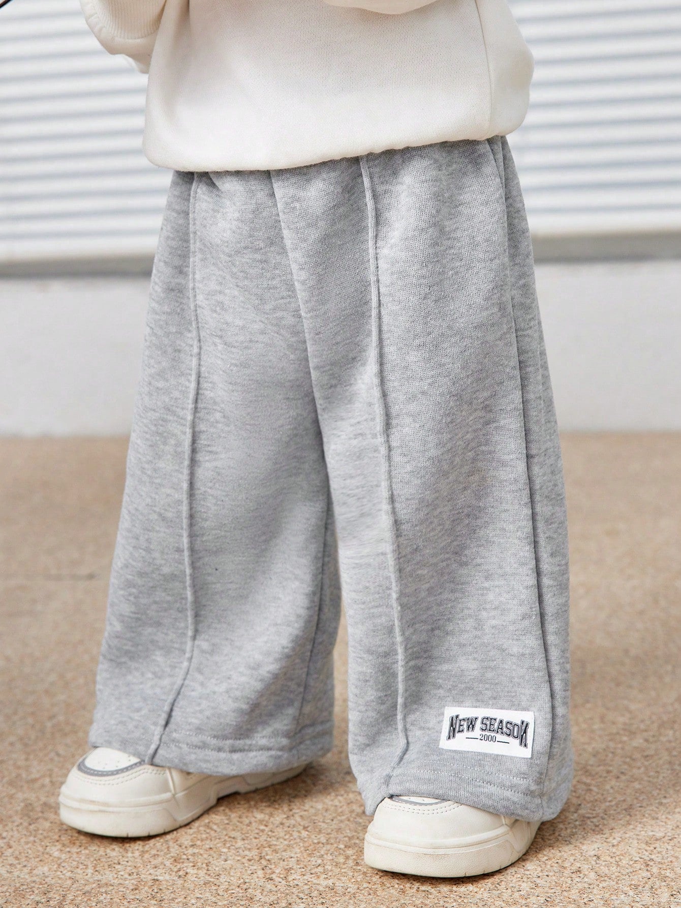 Baby Boys Letter Printed Thermal Lined Sweatpants, Casual & Loose Fit, Suitable For Commuting, School, Travel, Daily Wear & Sports, Autumn/Winter