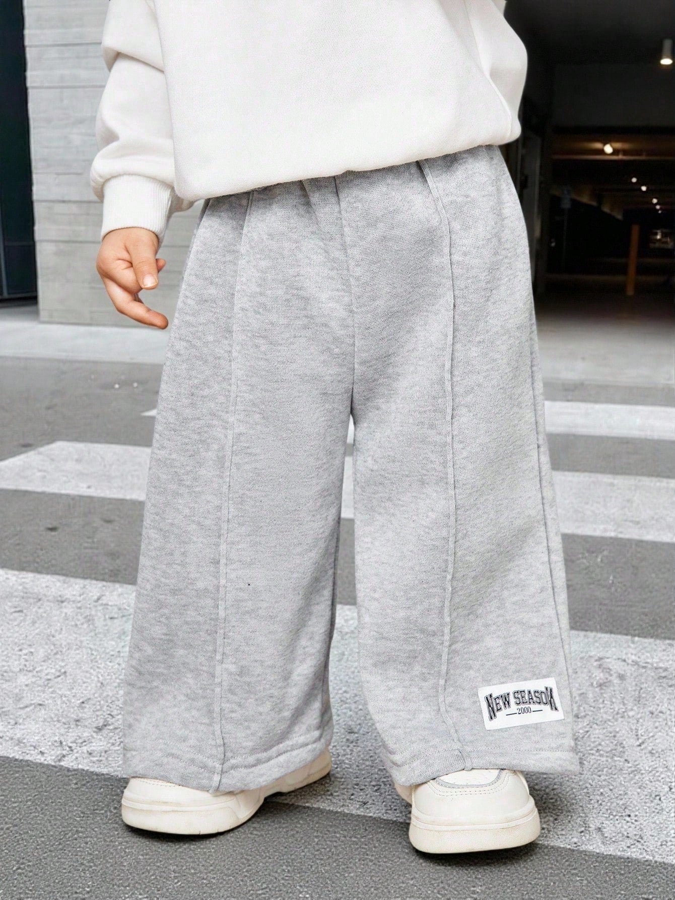 Baby Boys Letter Printed Thermal Lined Sweatpants, Casual & Loose Fit, Suitable For Commuting, School, Travel, Daily Wear & Sports, Autumn/Winter