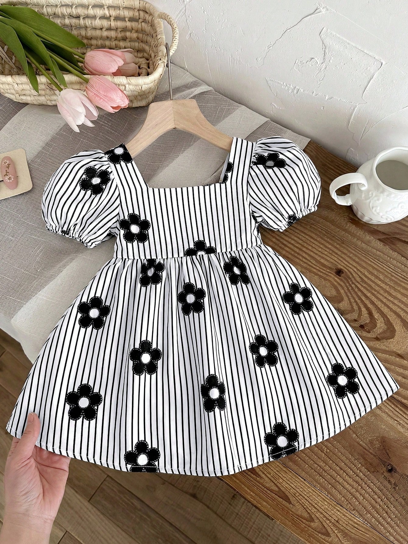 Baby Girl Cute Geometric Knit Jacquard Sundress For Summer Holiday