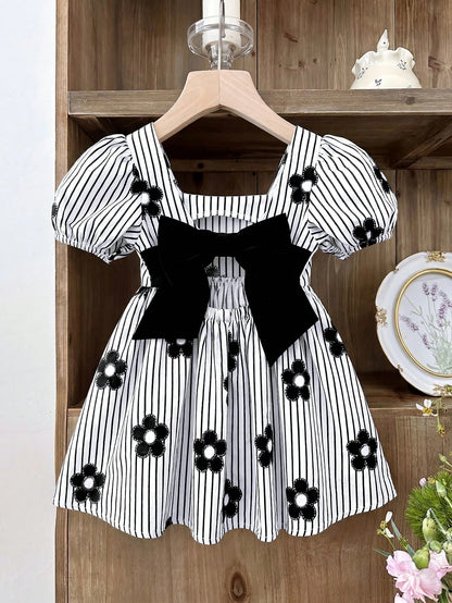Baby Girl Cute Geometric Knit Jacquard Sundress For Summer Holiday