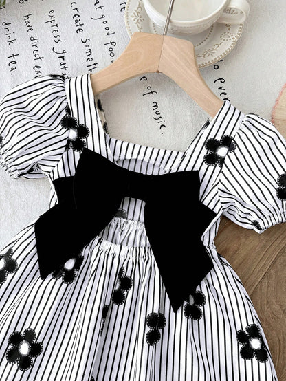 Baby Girl Cute Geometric Knit Jacquard Sundress For Summer Holiday