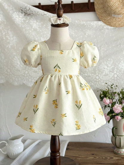 Baby Girl Cute Geometric Knit Jacquard Sundress For Summer Holiday