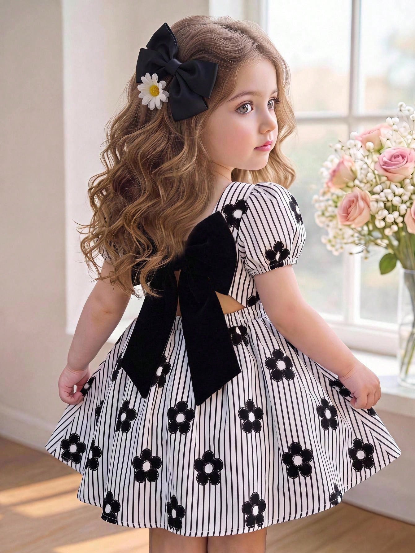 Baby Girl Cute Geometric Knit Jacquard Sundress For Summer Holiday