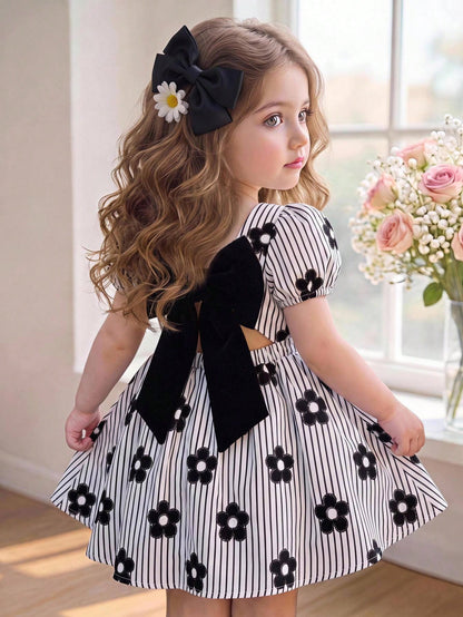 Baby Girl Cute Geometric Knit Jacquard Sundress For Summer Holiday