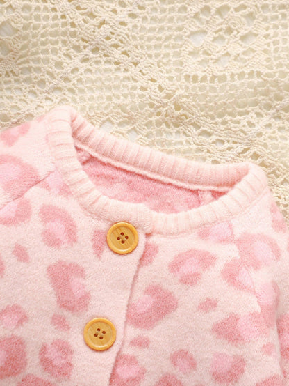 Baby Girl Leopard Pattern Knit Jumpsuit & Hat Baby Knit Jumpsuit Newborn Come Home Outfit Baby Sweater Romper Neutral Baby Clothes Fall Baby Clothes
